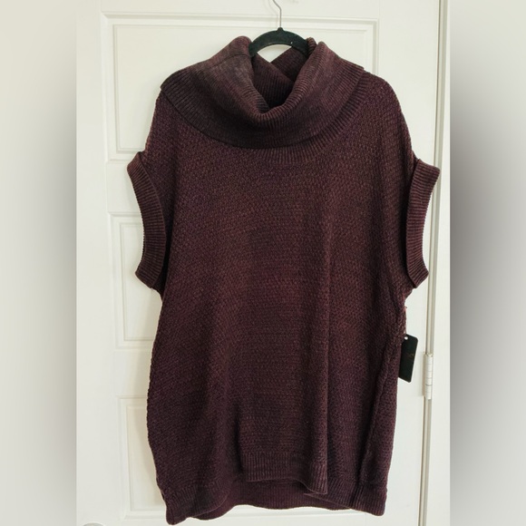 Dex Sweaters - DEX Womans Plus Size 2X Black Purple Cap Sleeves Pullover Cowl Neck Sweater NWT